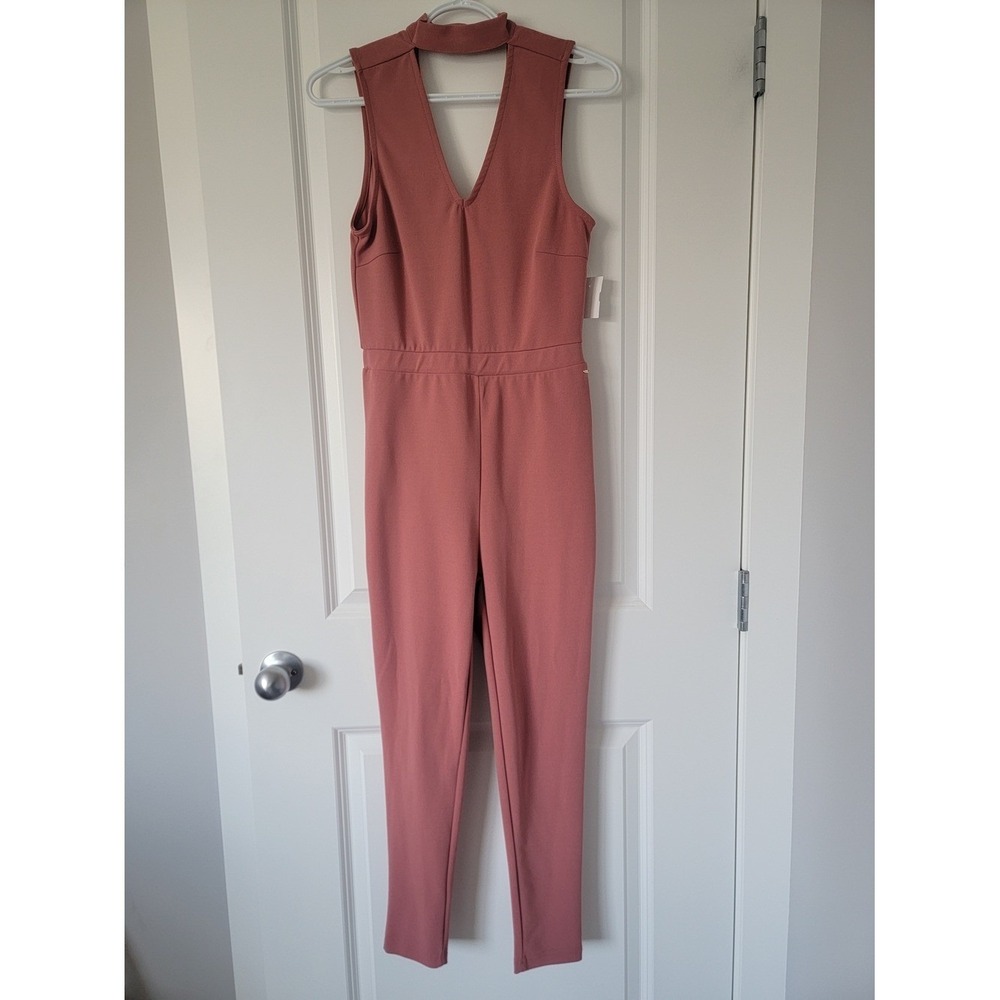 Guess Sleeveless V-Neck Jumpsuit in Dusty Rose